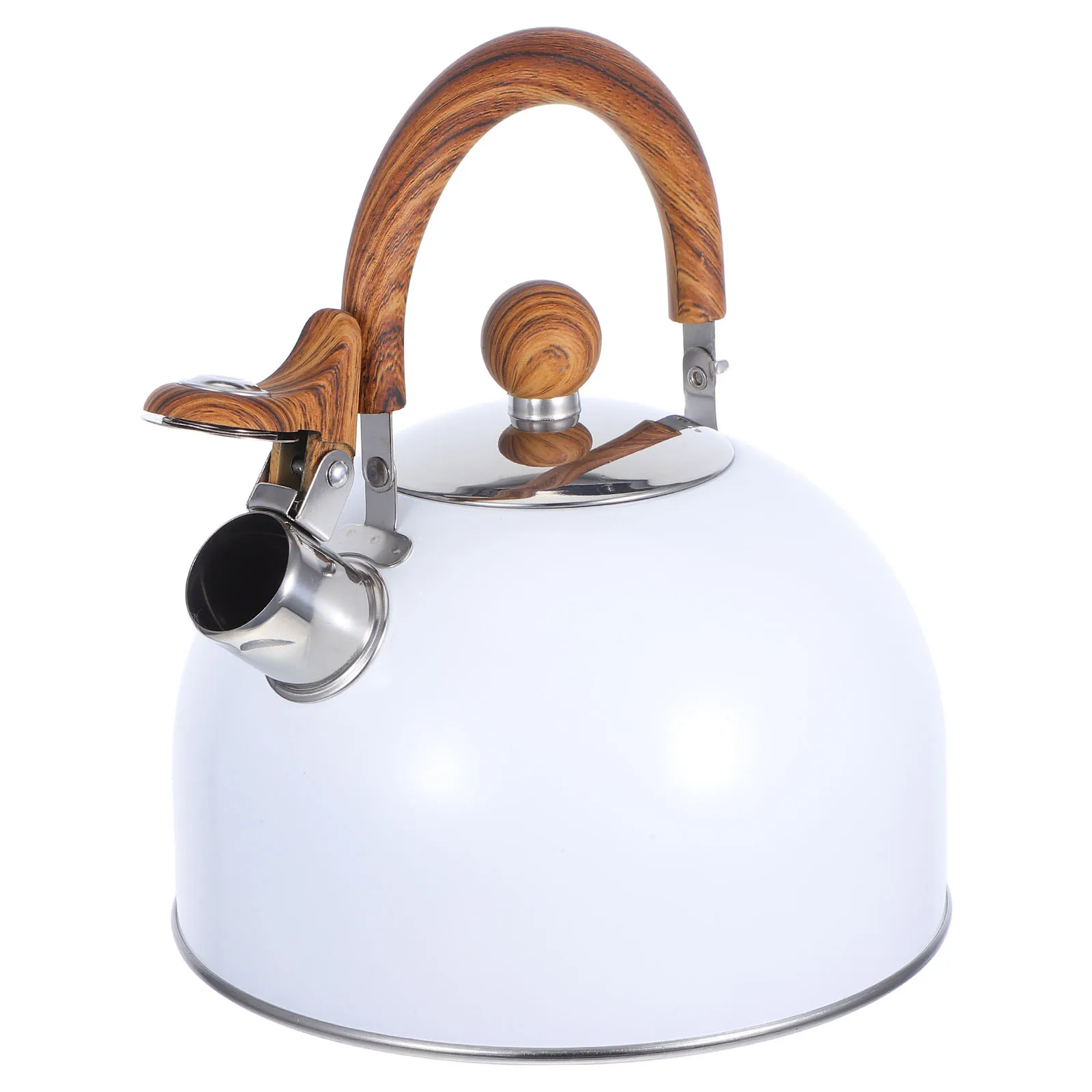 

1pc White Water Kettle 2.5L Whistling Boiling Container For Gas Stove Induction Cooker Heat Resistant Handle Kitchen Home Use