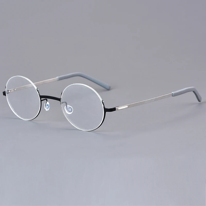 

Новые ультралегкие оправы для очков из чистого титана ручной работы, безвинтовые, в стиле ретро, для мужчин и женщин, с круглой полуоправой