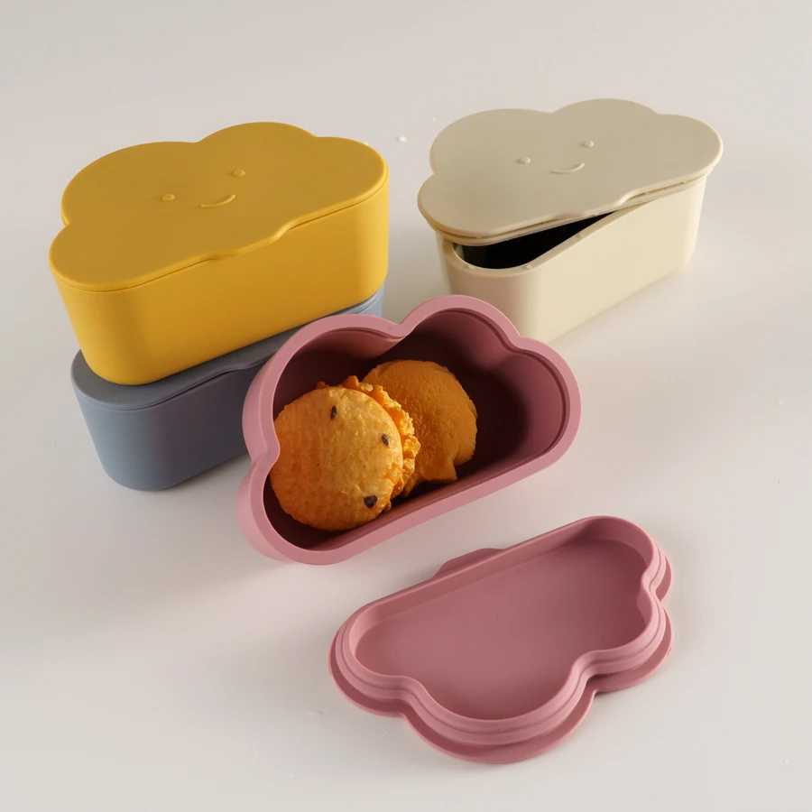 Silicone Baby Snack Box Kids Solid Color Silicone Food Box Baby Portable Feeding Food Baby Snack Container With Lid Baby Stuff