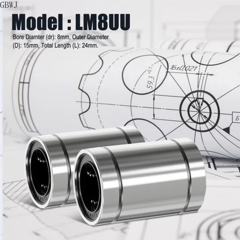 Linear Ball Bearing Linear Bushing 8mm Rods Liner Rail Linear Shaft Parts DIY CNC 3D Printer LM8UU LM10UU LM16UU LM12UU