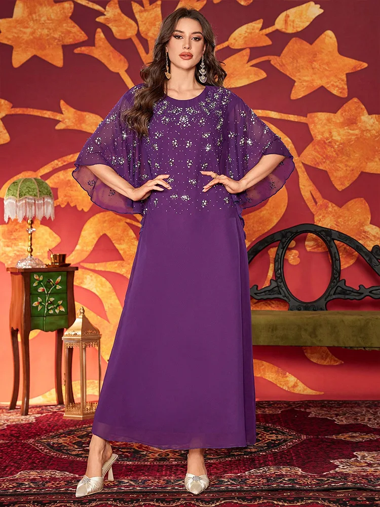 Dubai Diamonds Abbayas for Women Muslim Dress Abayo Turkey Kebaya Caftan Party Marocain Arabic Islamic Femme Musulmane Vestidos