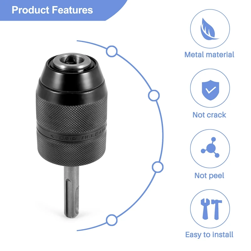 2-13MM Keyless Drill Chuck With SDS Plus Shank Adaptor,1/2-20UNF Impact Drilling Chuck Change Adapter Converter Tool