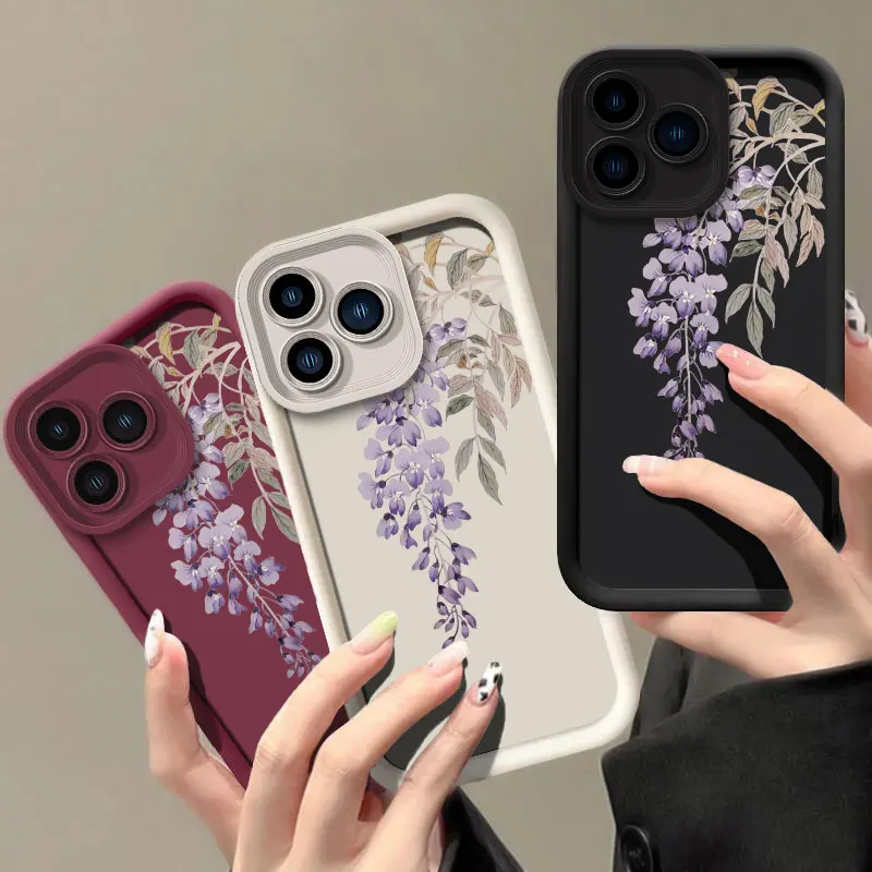 Blooming Purple Flowers Case For OPPO Realme 12 11 5 7I 8I GT 3 6 NEO 5 Master Pro Plus Shockproof Silicone Soft Phone Cover