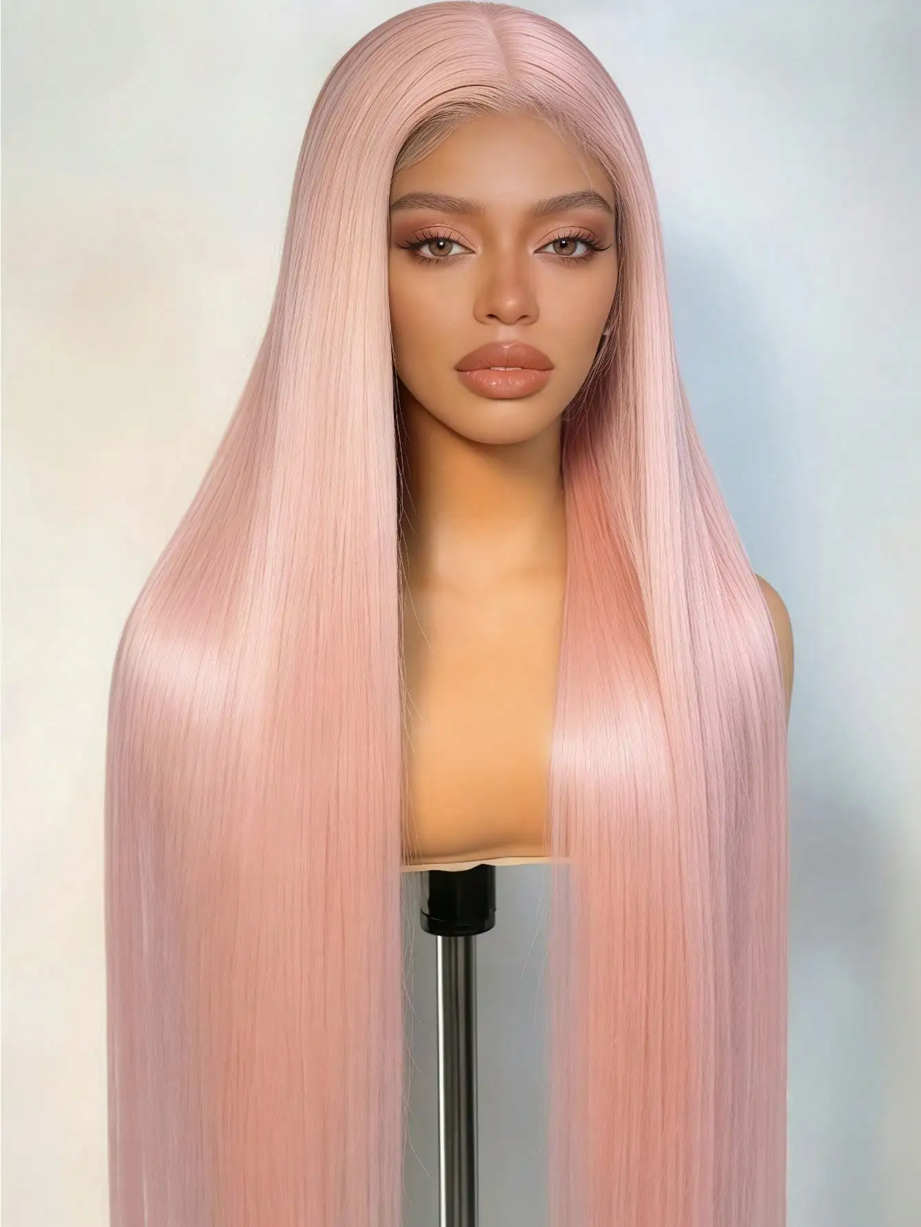 

13x4 HD Transparent Hot Pink Straight Lace Front Wig Human Hair 200 Density Light Pink Long Human Hair Wig with Baby Hair Pre Plucked Glueless Natural Hairline for Women for Cosplay Party Gifts for Girlfriends for Party Costume Daily Wear