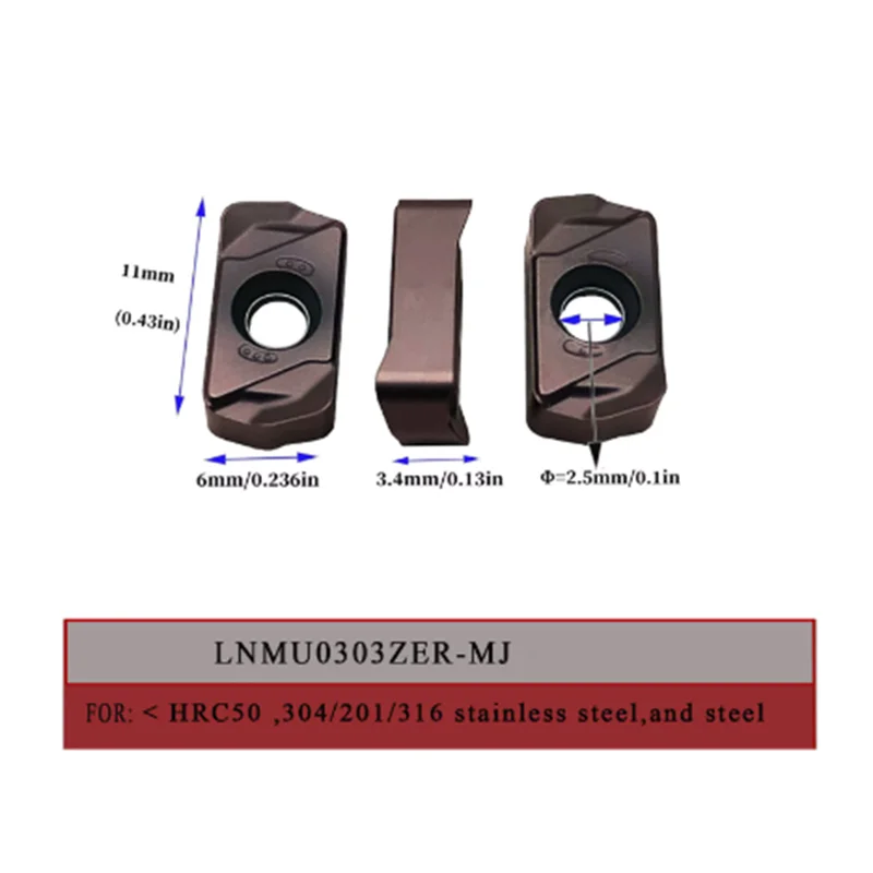 

10pcs LNMU0303ZER-MJ AH130 Milling cutter inserts