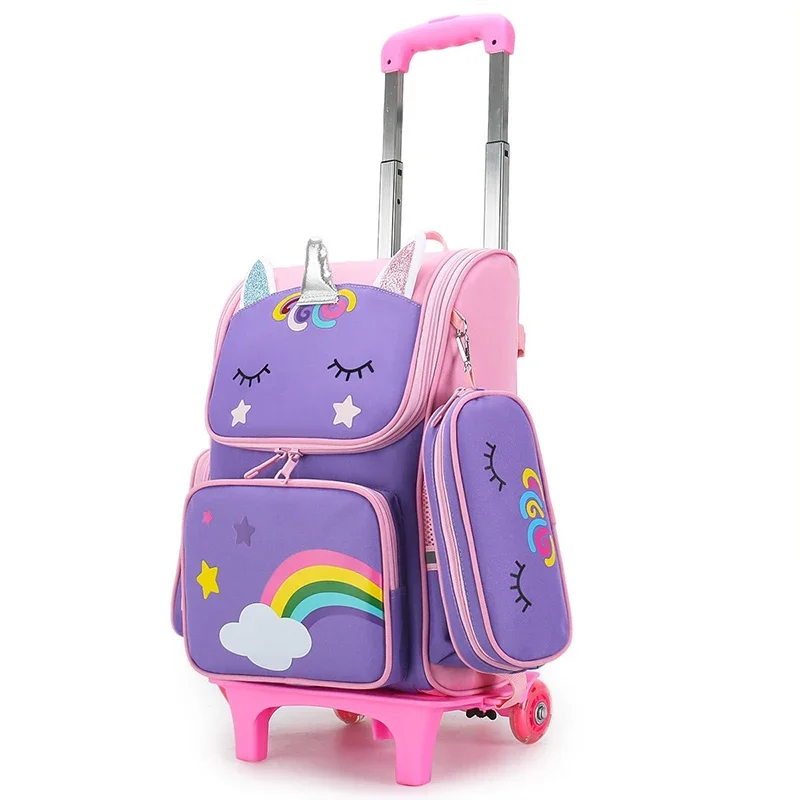 Children's trolley schoolbag cute cartoon girl schoolbag primary school student backpack primary school student backpack