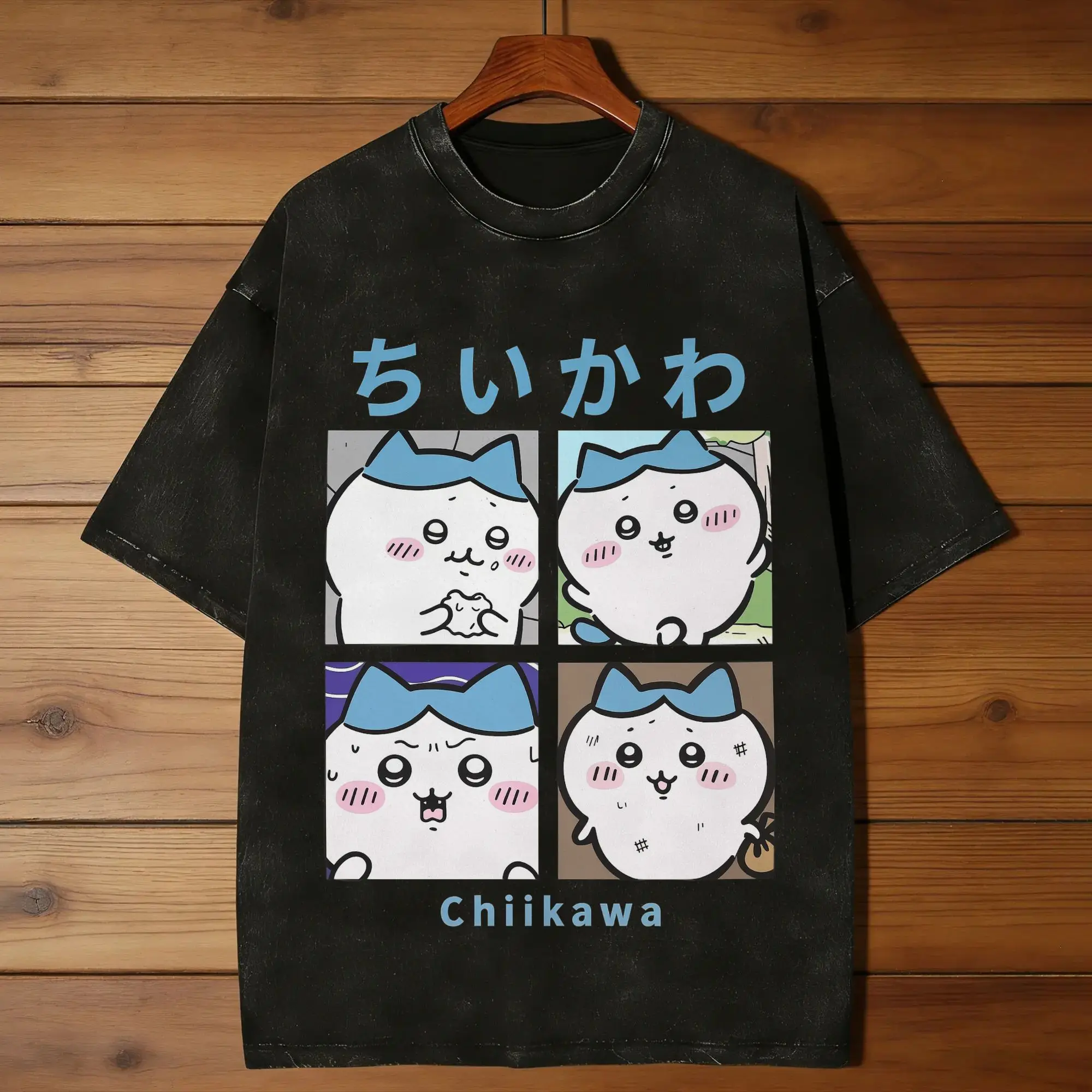 Chiikawa Usagi Hachiware  T-Shirt Men  Funny Pure Cotton Tees Round Collar Short Sleeve T Shirt Original Clothes
