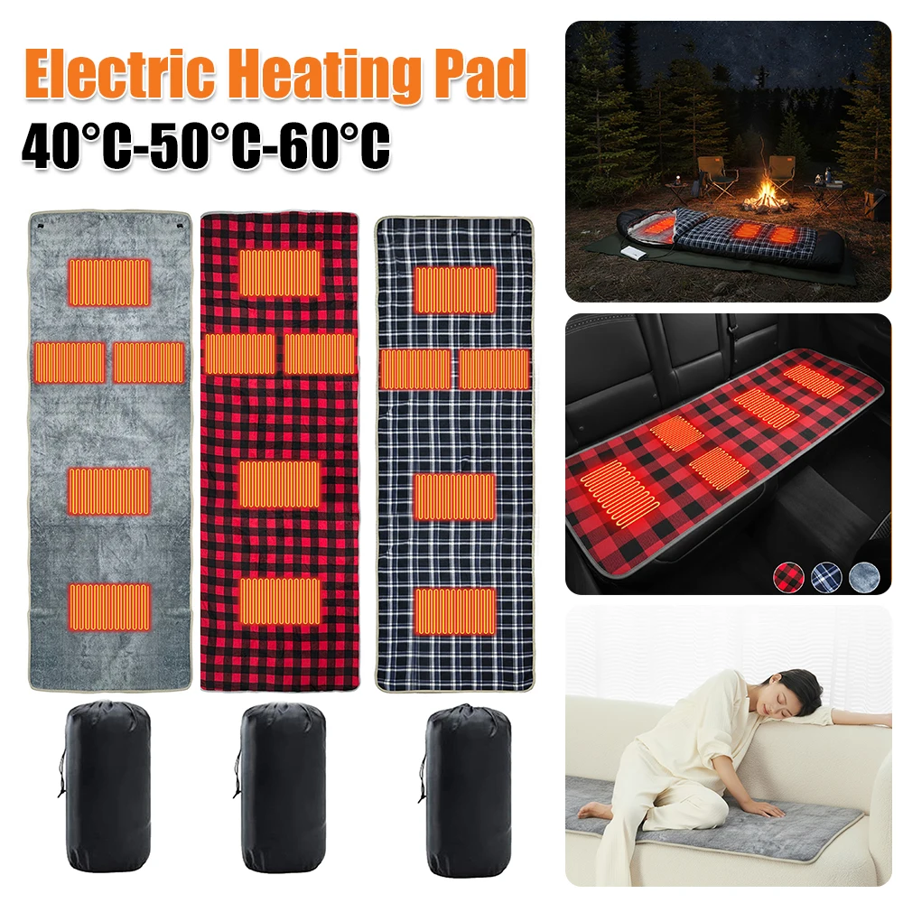 

5-Zone Heating Sleeping Bag Pad 3 Adjustable Temperature Heated Sleeping Bag Liner USB Type-C Outdoor Electric Heating Mat