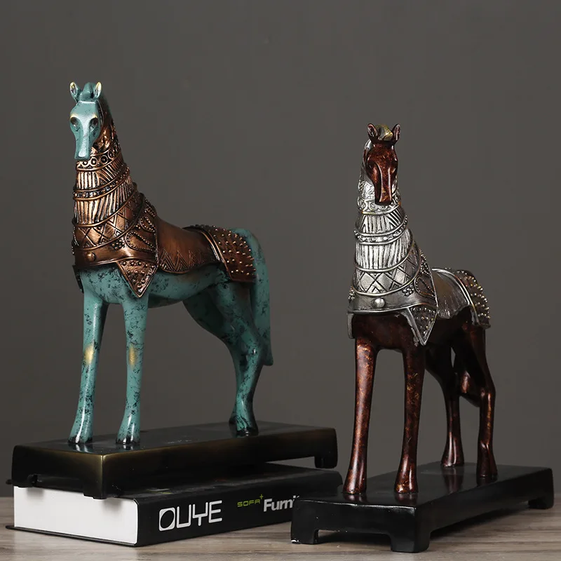 New Chinese Style Imitation Bronze War Horse Ornaments Home Villa Bar Club Bar Model Room Soft Decorative Ornaments