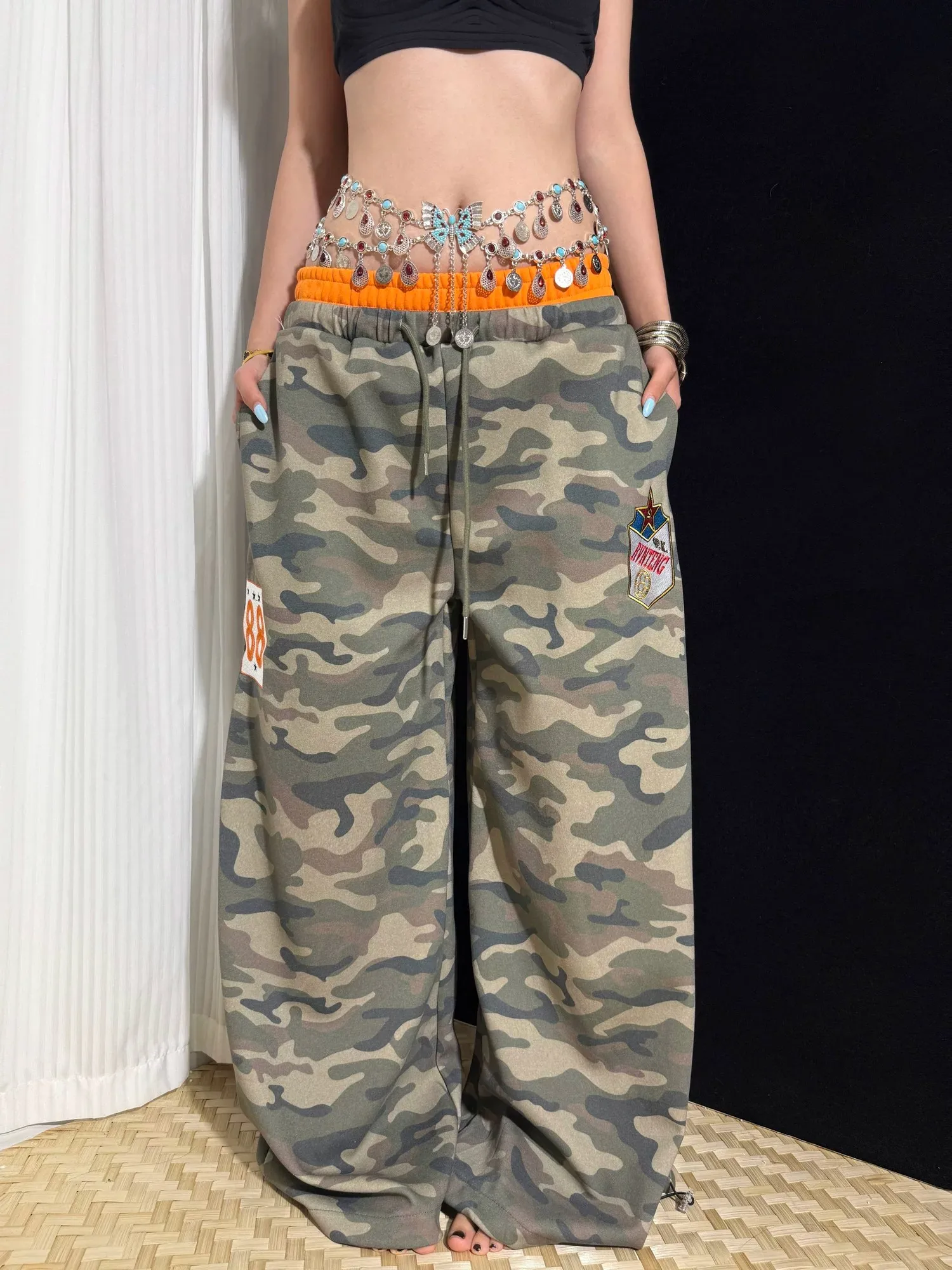 American Retro Camouflage Sweatpants Wide Leg Street Dance Men Women Loose Spring Autumn Harajuku Pants Casual Trousers