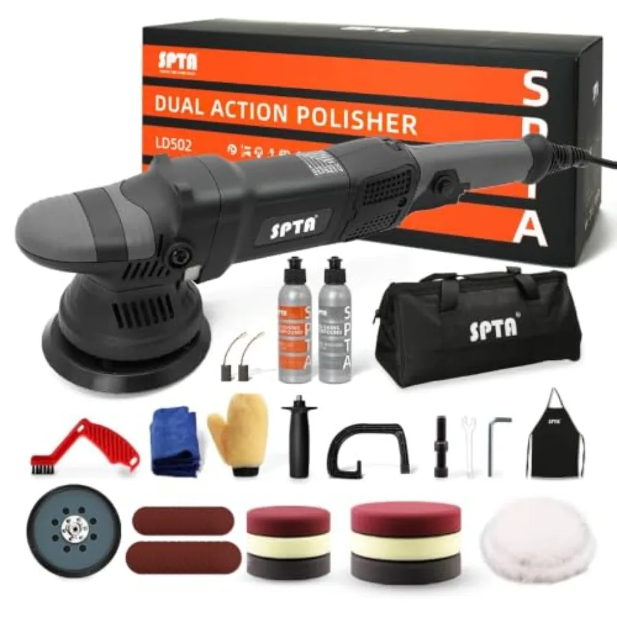Car detailing kit: 5-inch 125mm dual action random orbital buffer polisher with 4pcs 5-inch and 4pcs 6-inch foam polishing pads