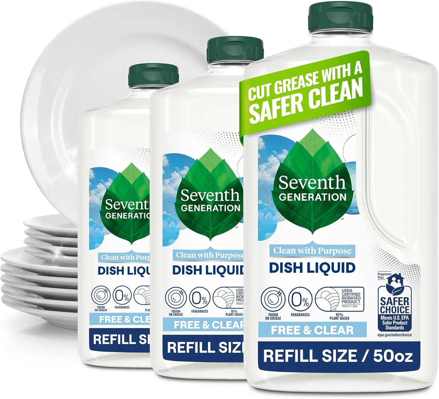 

Free & Clear Dish Soap Refill for Sensitive Skin, 50 oz Pack of 3, Gentle and Effective