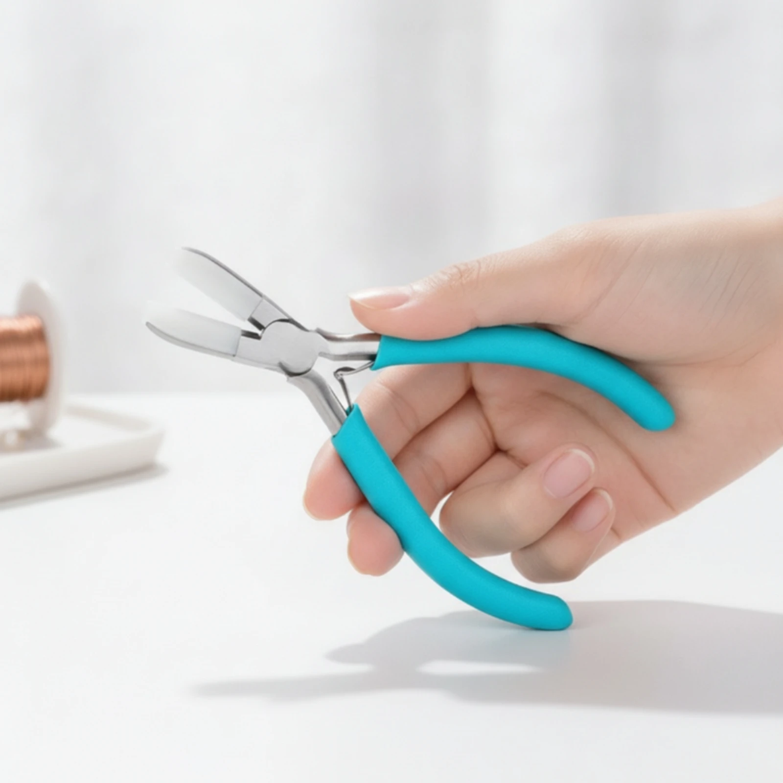Jewelry Making Plier with Turquoise Handles Ergonomic Stainless Steel Jewelry Plier with Nylon Grip Pads Hand Tool Long-Lasting