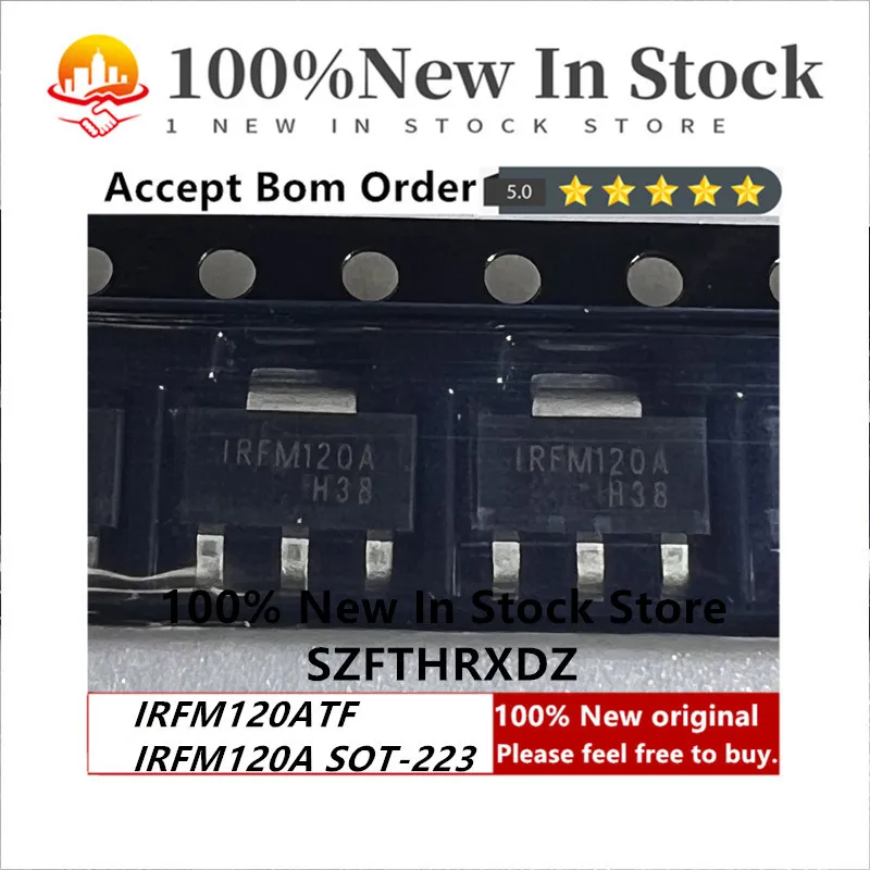 100% NEW ORIGINAL IRFM120ATF SOT223 IRFM120A Trans MOSFET N-CH 100V 2.3A 4-Pin(3+Tab) SOT-223 T/R