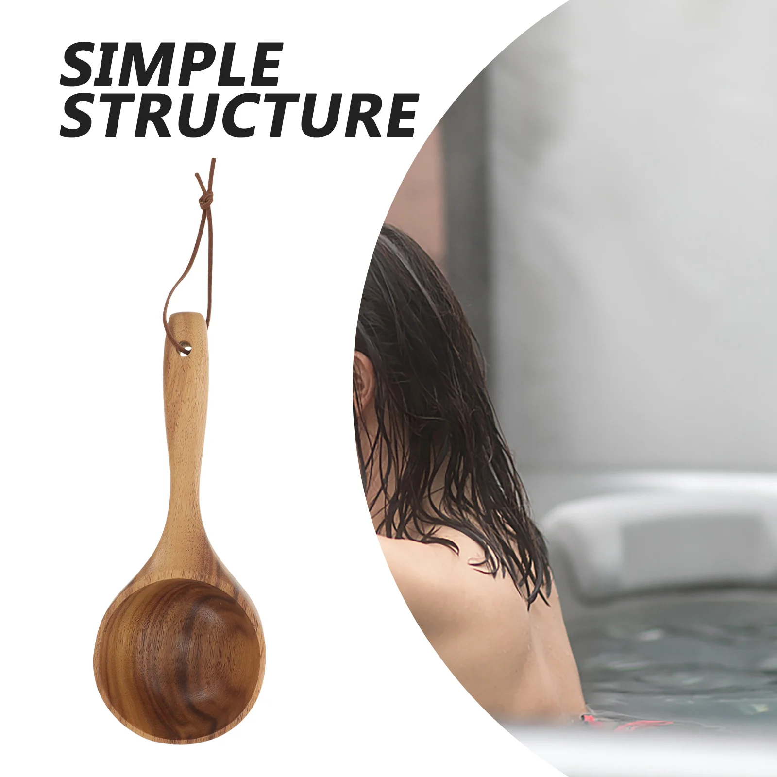 Cuchara de agua para baño, cucharón de ducha de madera, cuchara de baño ergonómica para el hogar, Hotel, fácil uso, diseño único y práctico