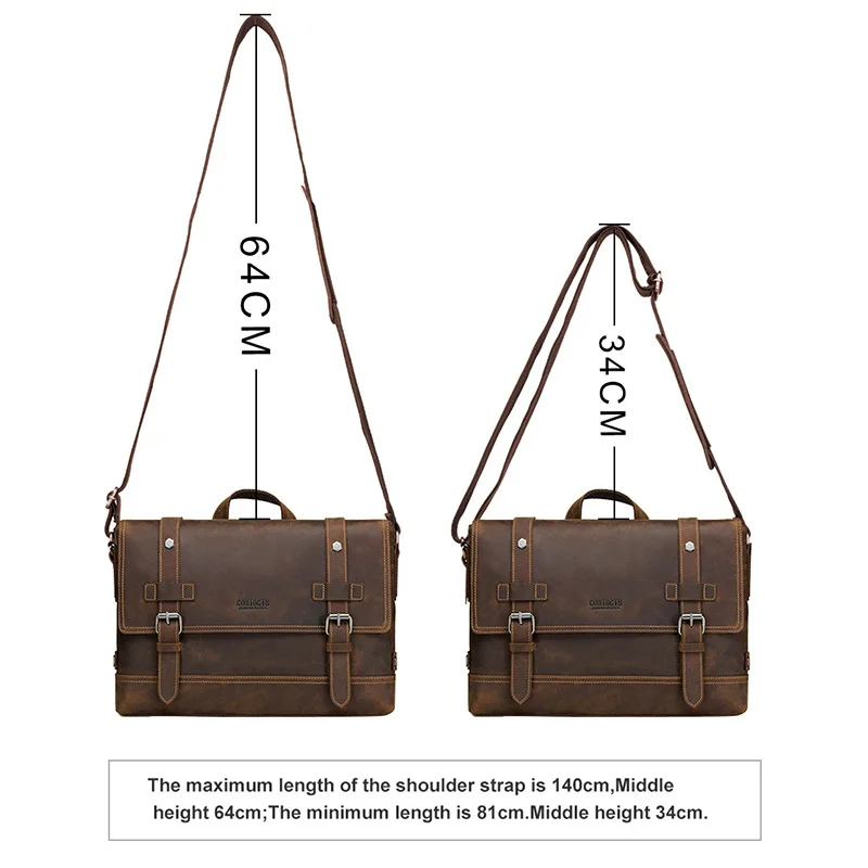 Vintage Genuine Leather Briefcase for Men Professional Business Messenger Bag Large Capacity Retro Office Shoulder Bag Durable