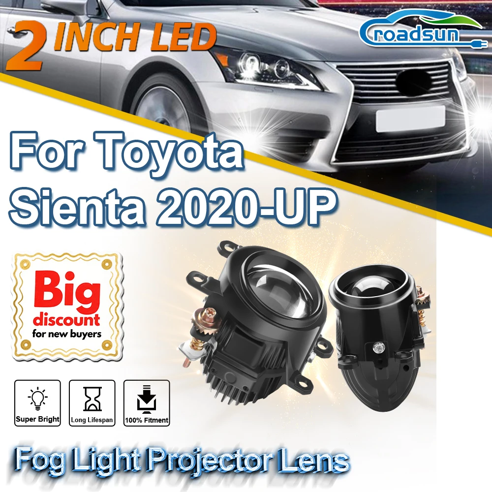 

ROADSUN 2.0 Inch Bi LED Mini PTF Fog Light Projector Lens Assembly LED Fog Lamp Bulb Car Accessories For Toyota Sienta 2020-UP