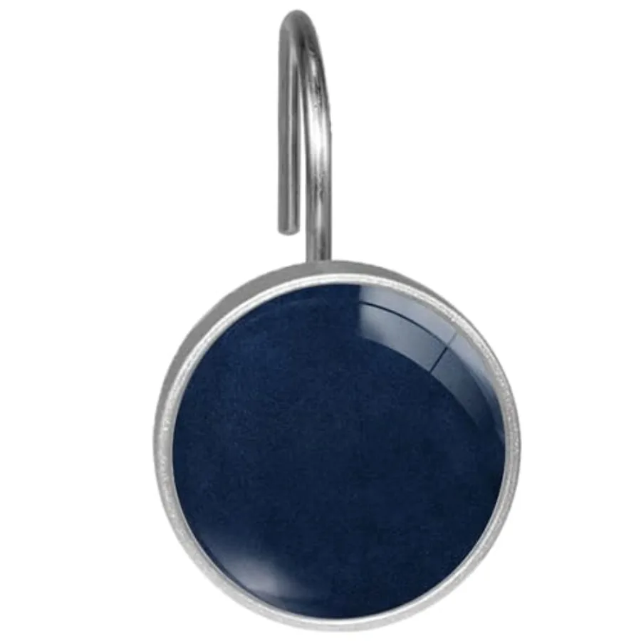 

Navy Blue Shower Curtain Hooks Set of 12 Rustproof Metal Decorative Shower Hooks for Curtains Rods Solid Color Shower Curtain R