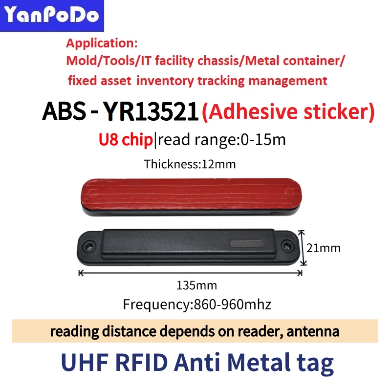 865MHZ forte adesivo PCB UHF RFID Anti Metal Tag EPC Gen2 Long Range 10m 915MHZ RFID tag in metallo per strumenti Smart Shelf Tracking