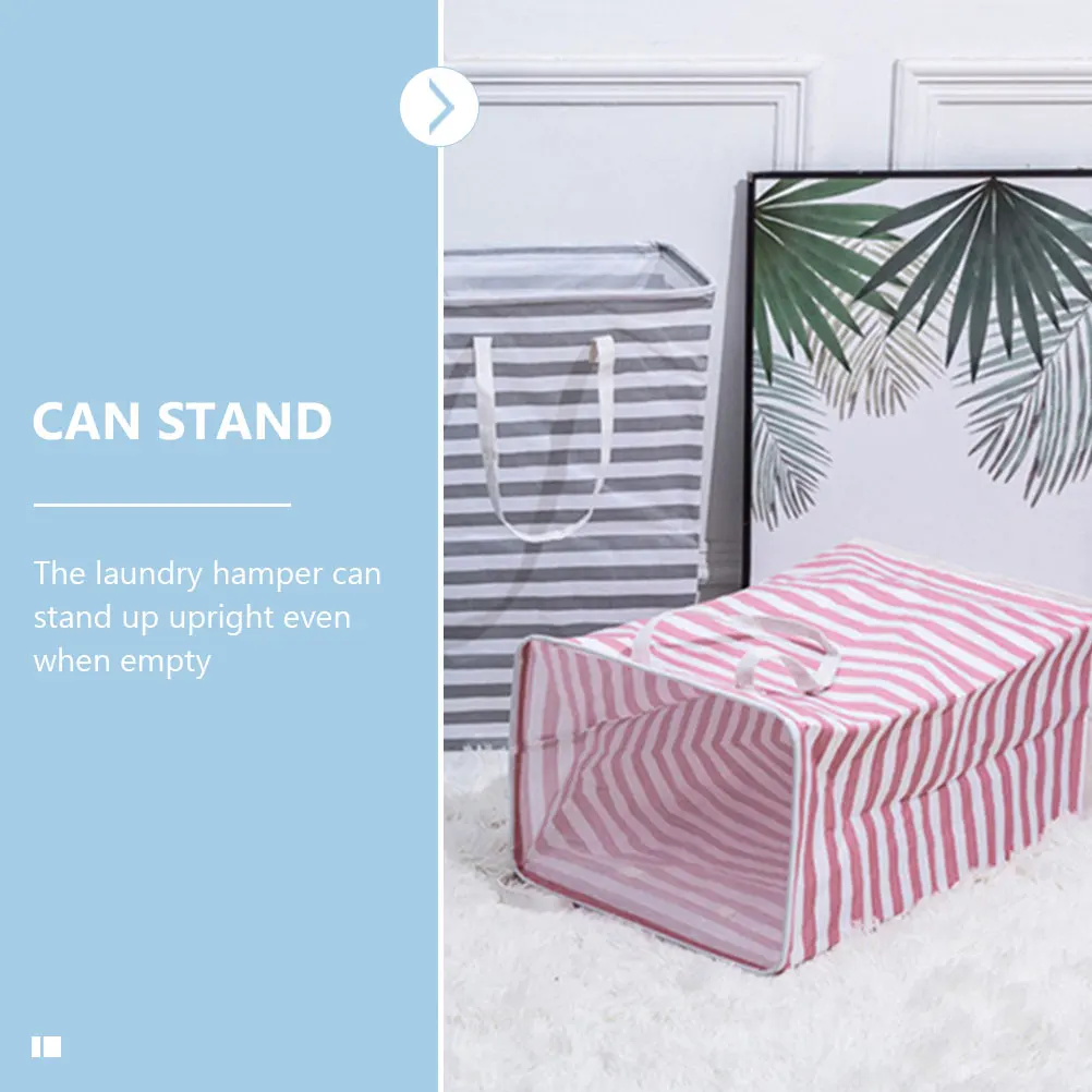 

Collapsible Stripe Laundry Basket Storage Basket Bedroom Multipurpose Clothing Storage Home Organizer