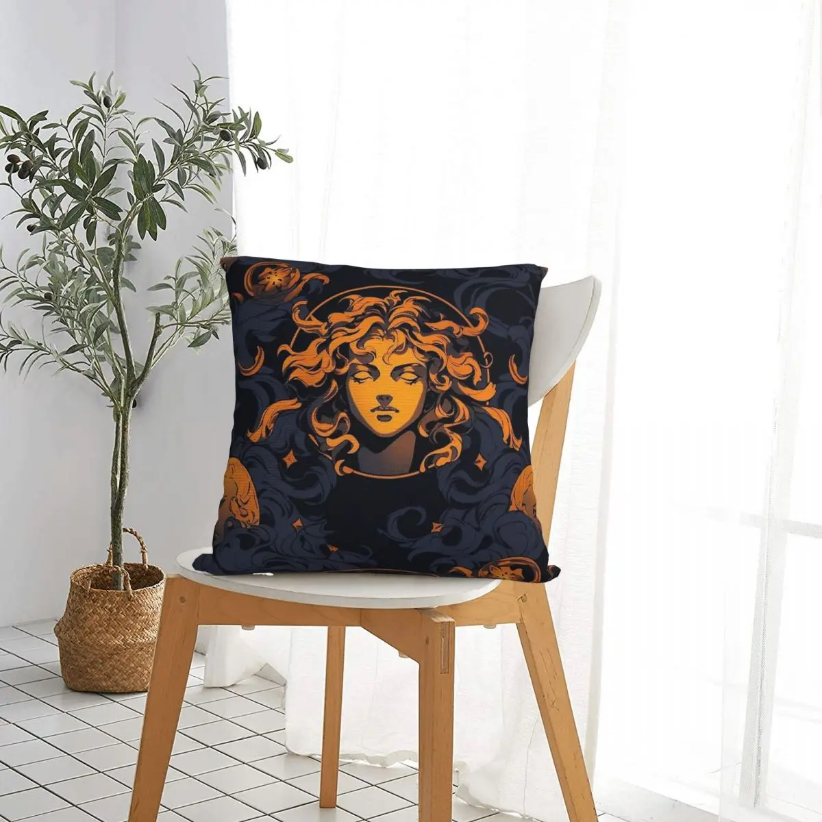 Medusa With Painting Art Style Pillow Case Cushion Cover Creative Polyester Decorative Pillowcase for Sofa 40x40cm