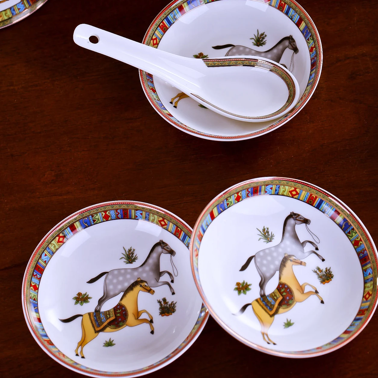 طقم أطباق من الخزف الصيني على الطراز الصيني، أدوات مائدة سيراميك، قطعة واحدة قابلة للتركيب بحرية، وعاء حساء من البورسلين مع ح... #3