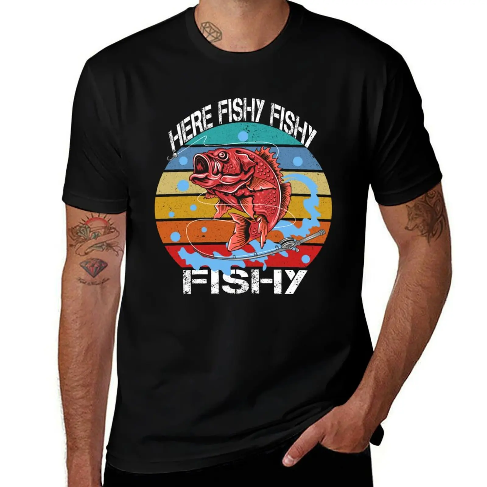 Here Fishy Fishy Fishy T-Shirt Utility Casual Work T-Shirt