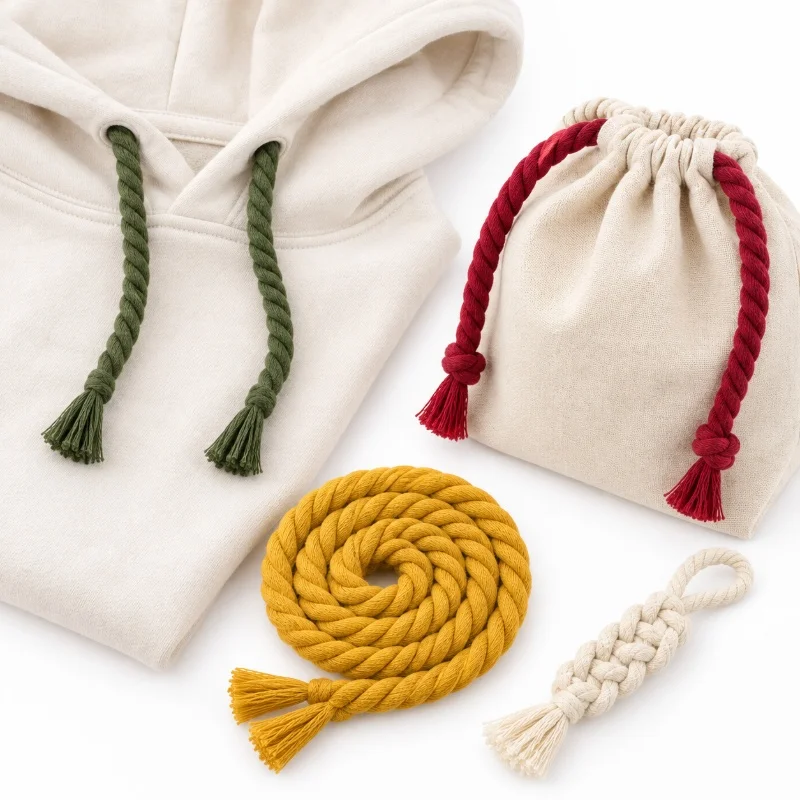 2M 5/12/20mm 3-Strand Cotton Twisted Cord Hat Drawstring Rope Garment Trim DIY Macrame Braid Decorative Craft Sewing Accessories