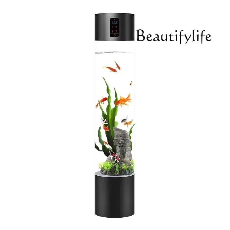 Intelligent water-free acrylic living room fish tank vertical ecological aquarium floor rain tank