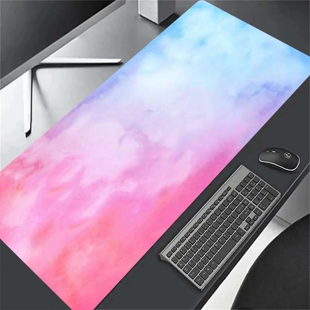 Colorful Smoke Abstract Large Gaming Mouse Pad Desk Mat Non-Slip Keyboard Mousepad Stitched Edge Computer Office Table Cushion