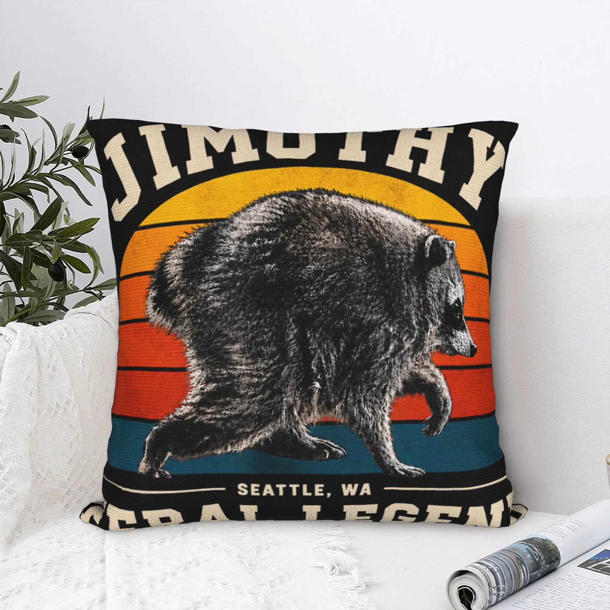Jimothy Raccoon Seattle Feral Legend Meme Pillow Cover  Retro Trendy Pillow Case For Couch Sofa Bedroom Soft Cushion Cover Gift