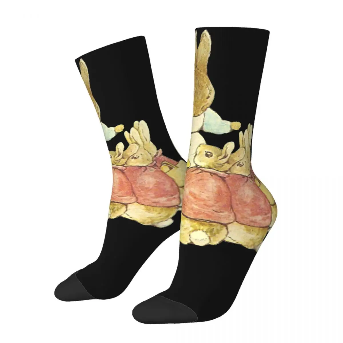 Funny Crazy Sock for Men Beatrix Potter Hip Hop Harajuku Bunny Rabbit Cute Animal Docile Seamless Pattern Printed Boys Crew Sock