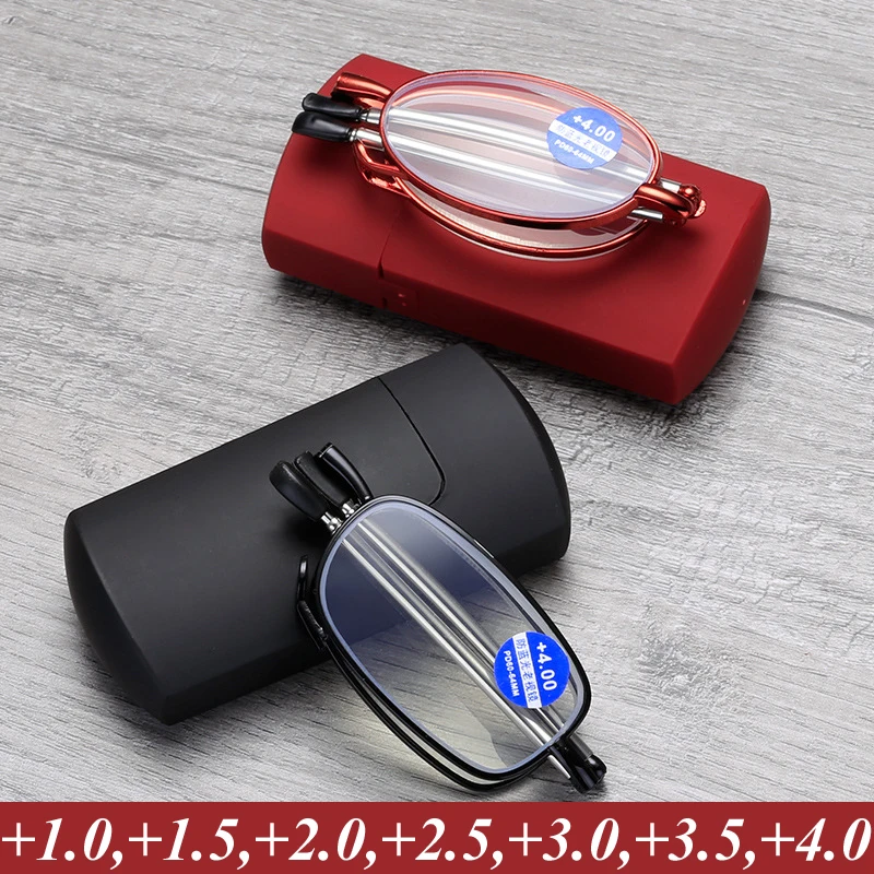 

Black Metal Presbyopic Glasses With Box Portable Women Men Reading Glasses Finished Farsighted Eyeglasses Diopter +1.0 To +4.0