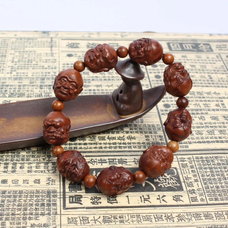 

Lightning Strike Jujube Eighteen Arhat Bracelet Buddha Beads Pure Hand-Carved