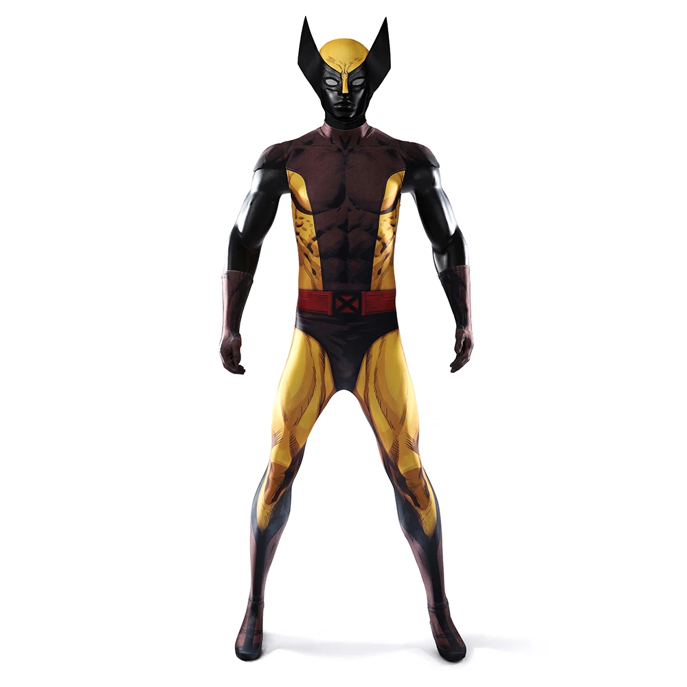 

Костюм для косплея Росомахи из X-Men: комбинезон, маска, перчатки, мужской супергеройский костюм Росомахи, зентай, боди для Хэллоуина, мужской комплект