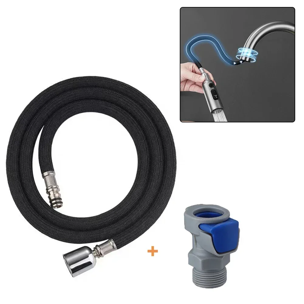 Home Improvement Kitchen Faucet Hose 1.5m Faucet Hose Long And Flexible Metal Heads Easy Installation High Density Nylon