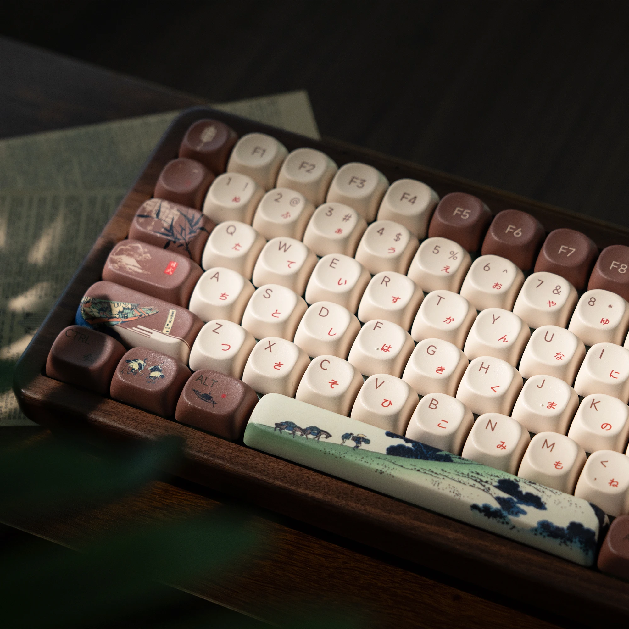مجموعة أغطية مفاتيح Womier 132 Keys MOA Profile UKIYOE Dye-Sublimation PBT لمفاتيح Cherry Gateron MX لوحة مفاتيح الألعاب الميكانيكية #2