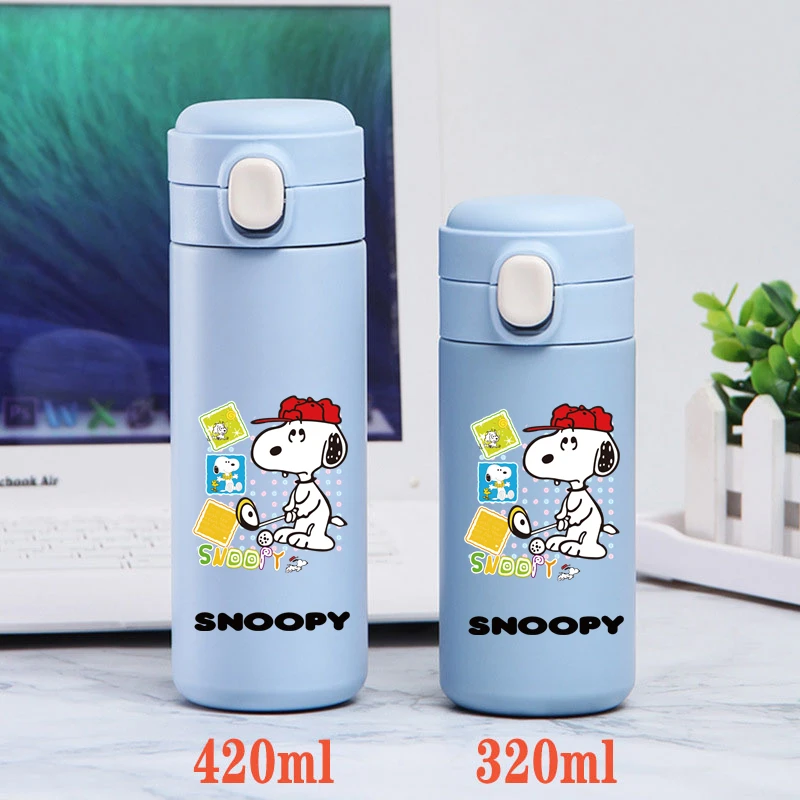 320/420Ml Snoopy Roestvrijstalen Waterbeker Vacuüm Thermos Beker Reizen Draagbare Cartoon Kinderen Drinkbeker Sport Water Botle