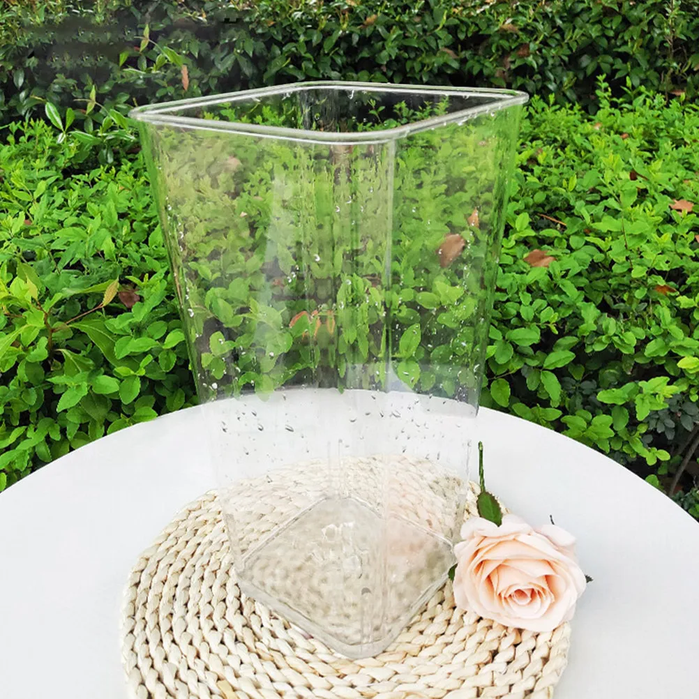 Acrylic Transparent Flower Bucket Square Design Decorative Centerpiece for Home Wedding Office Flower Arrangement Vase