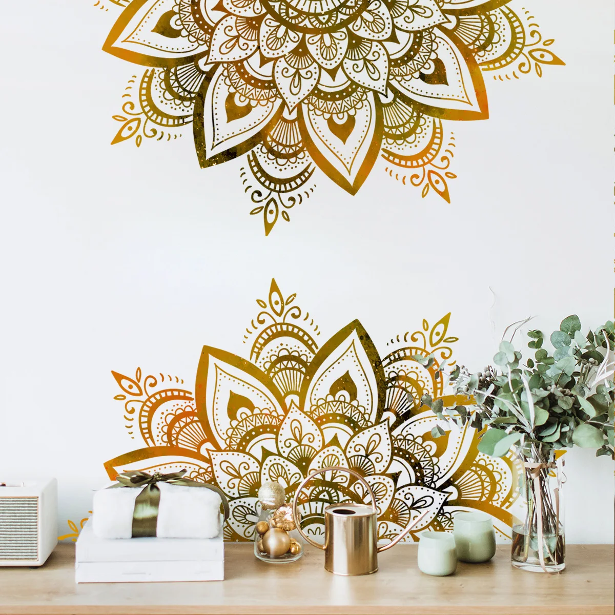 Mandala Lotus Vinyl Wall Stickers Bohemian style For Living Room Decoration Bedroom accessories Wall Decor Room Decor Aesthetic