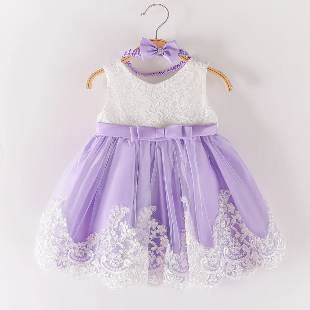 2023 New Arrival Baby Baptism Dress Lace  Bow Christening Gowns Christmas Clothes For Babys Girls Birthday Party Princess Infant