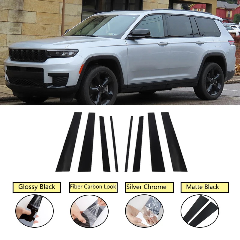 8Pcs Car Pillar Post Molding Trim Cover Stickers For Jeep Grand Cherokee L (WL75) 2021 2022 2023 2024 Auto Exterior Accessories