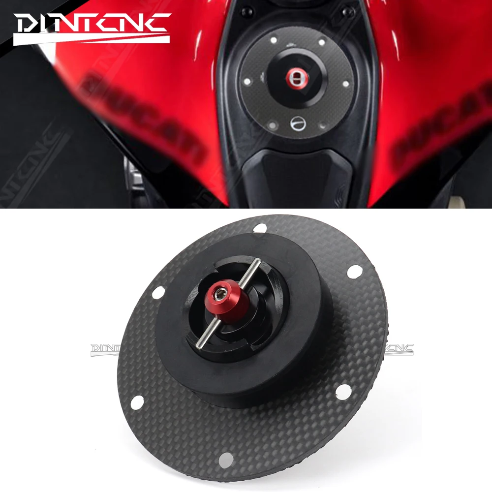 Carbon Fiber For DUCATI Multistrada V4 Pikes Peak V2 Quick Release Anti-Theft Lock Cover Kit Sports Accessories Fuel Tank Cap