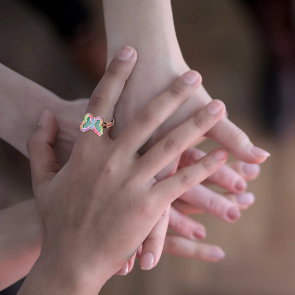 5 Pcs Ring Duffle Changing Color Mood Rings Thermochromic Creative Alloy Finger Chic Child