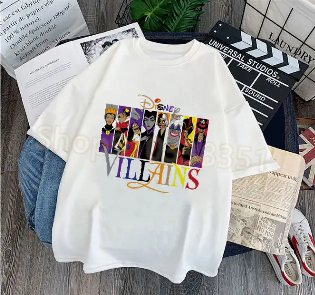 Funny Classic Villains Cartoon Printed T-Shirt Women Summer Loose T-Shirts Short Sleeve Gothic Y2k Top Girls Clothing Couples