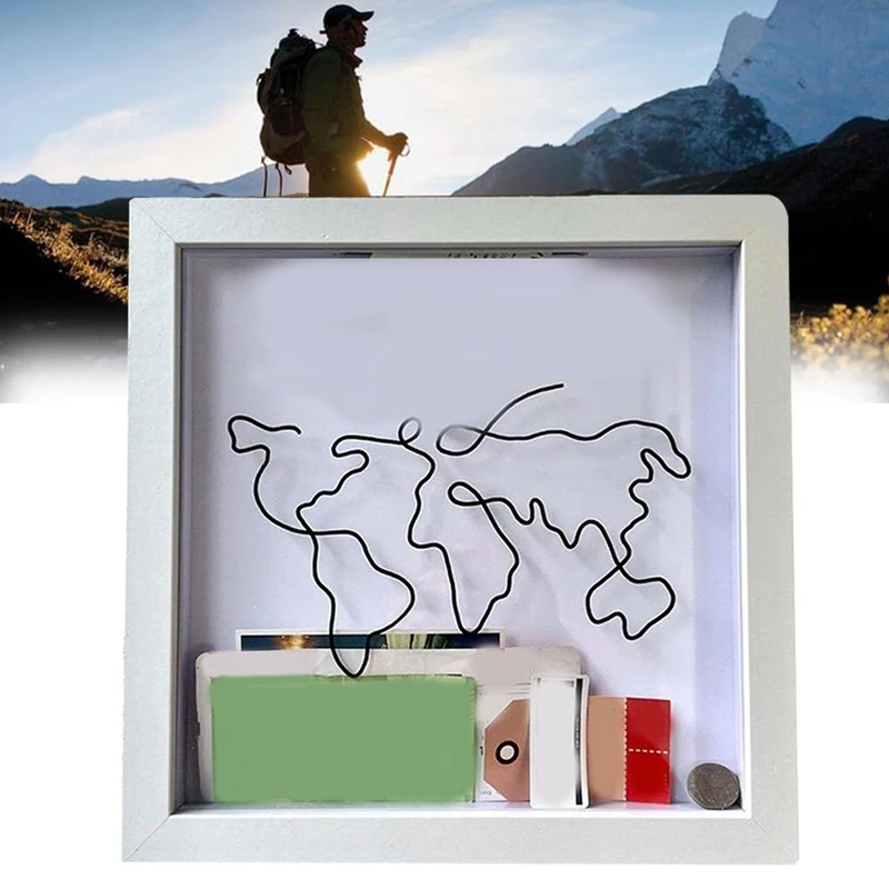 Adventure Archive Box, Travel Box For Memories, Memory Box Frame With Slot On Top,Movie Travel