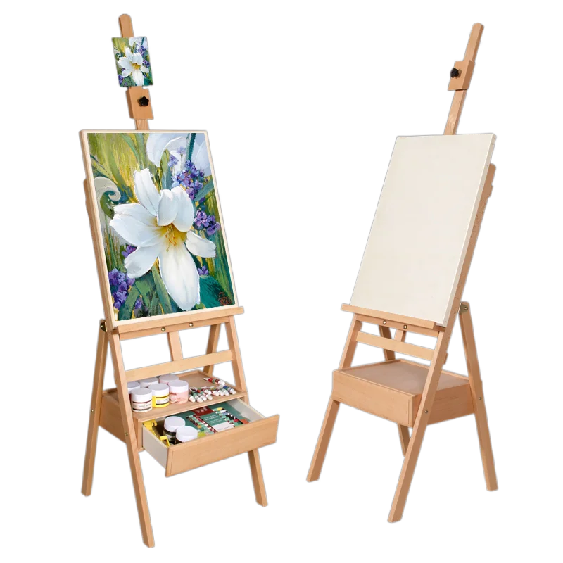 Easel with Drawer Portable Adjustable Caballete Pintura Adult Kids Oil Paint Sketch Aquarelle Wooden Easel Chevalet Art Supplies