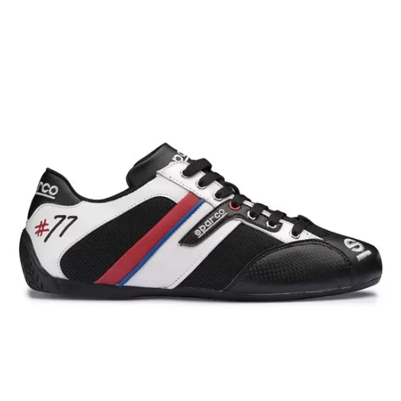 Karting-zapatos de carreras de cuero genuino, zapatillas de conducción cómodas de corte bajo, botas de Ciclismo de goma antideslizantes de malla de