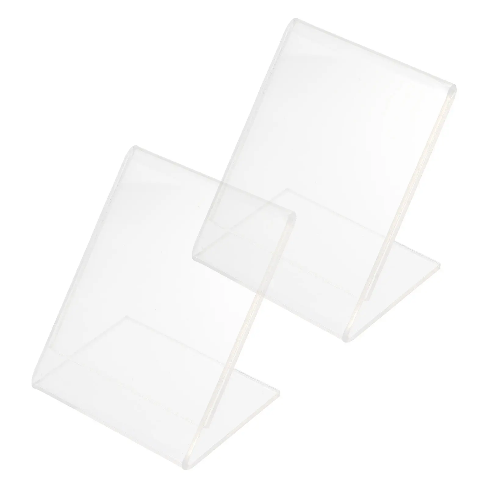 2Pcs Plastic Slant Back Clear Display Stand for Price Labels Qr Code Payment Cards Name Tags Advertisements Trade Show Menu