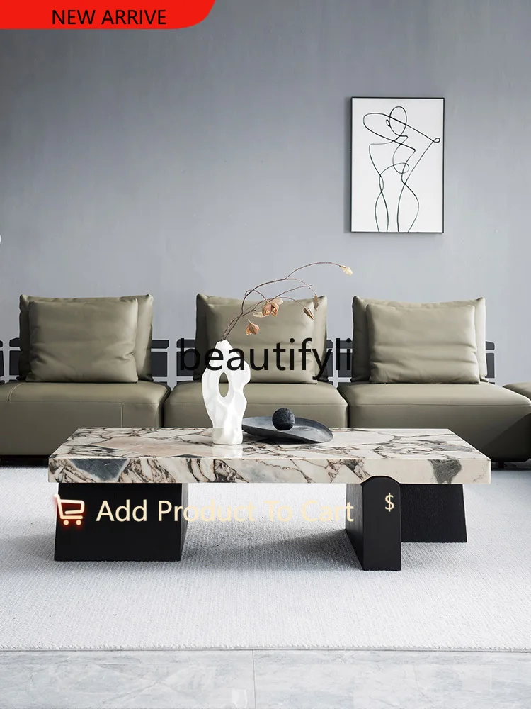 

Modern Light Luxury Marble Surface Coffee Table Set Italian Style Villa Side Table Set G1218